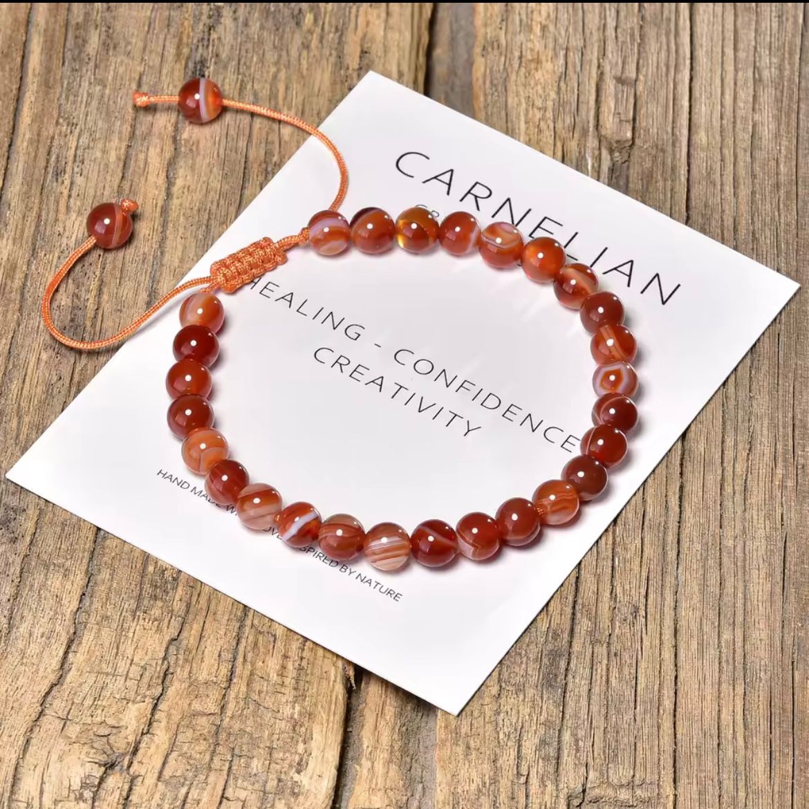 Carnelian 6mm Adjustable Braided Rope Bracelets