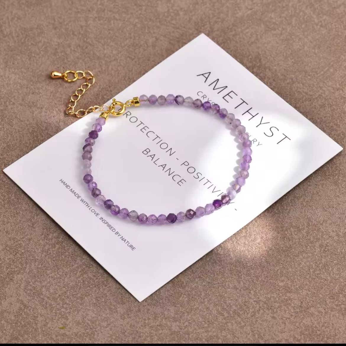 Amethyst 3mm Gold Dainty Stacking Bracelet