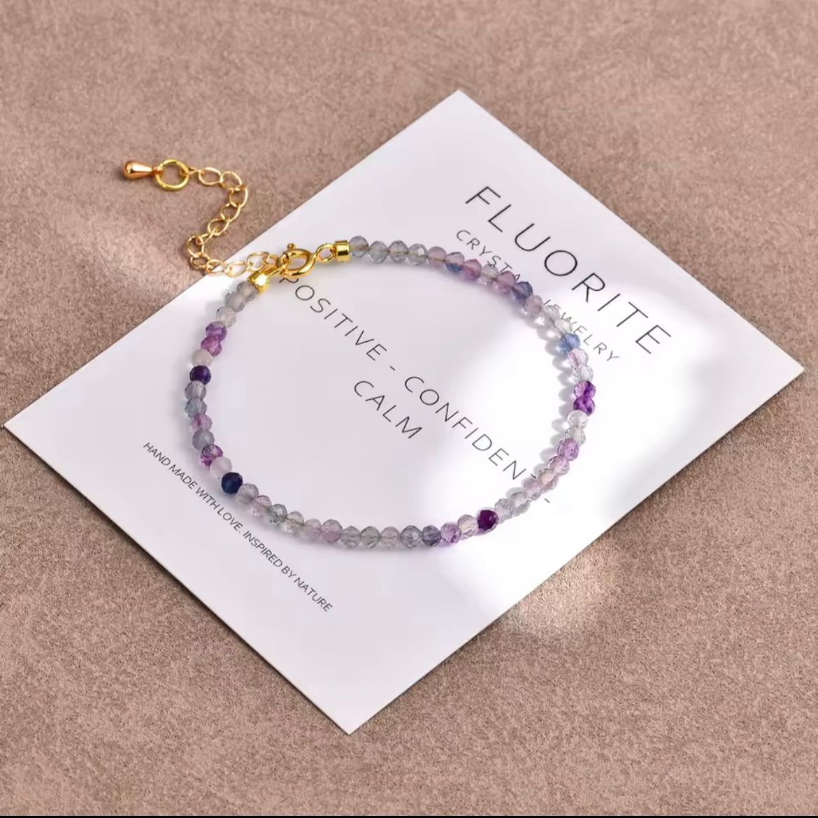 Fluorite 3mm Gold Dainty Stacking Bracelet