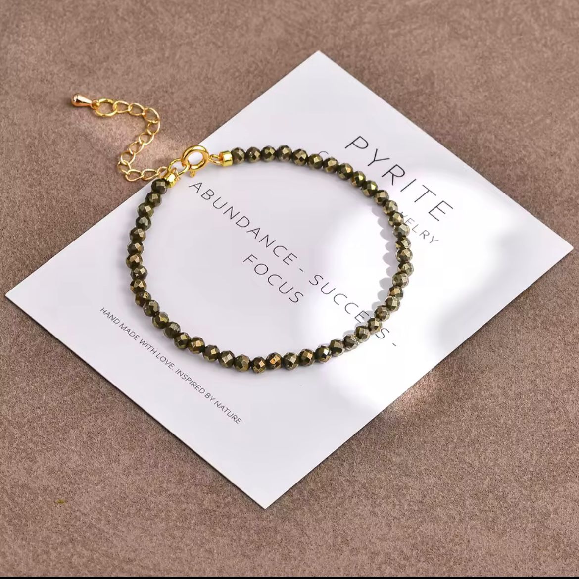 Pyrite 3mm Gold Dainty Stacking Bracelet