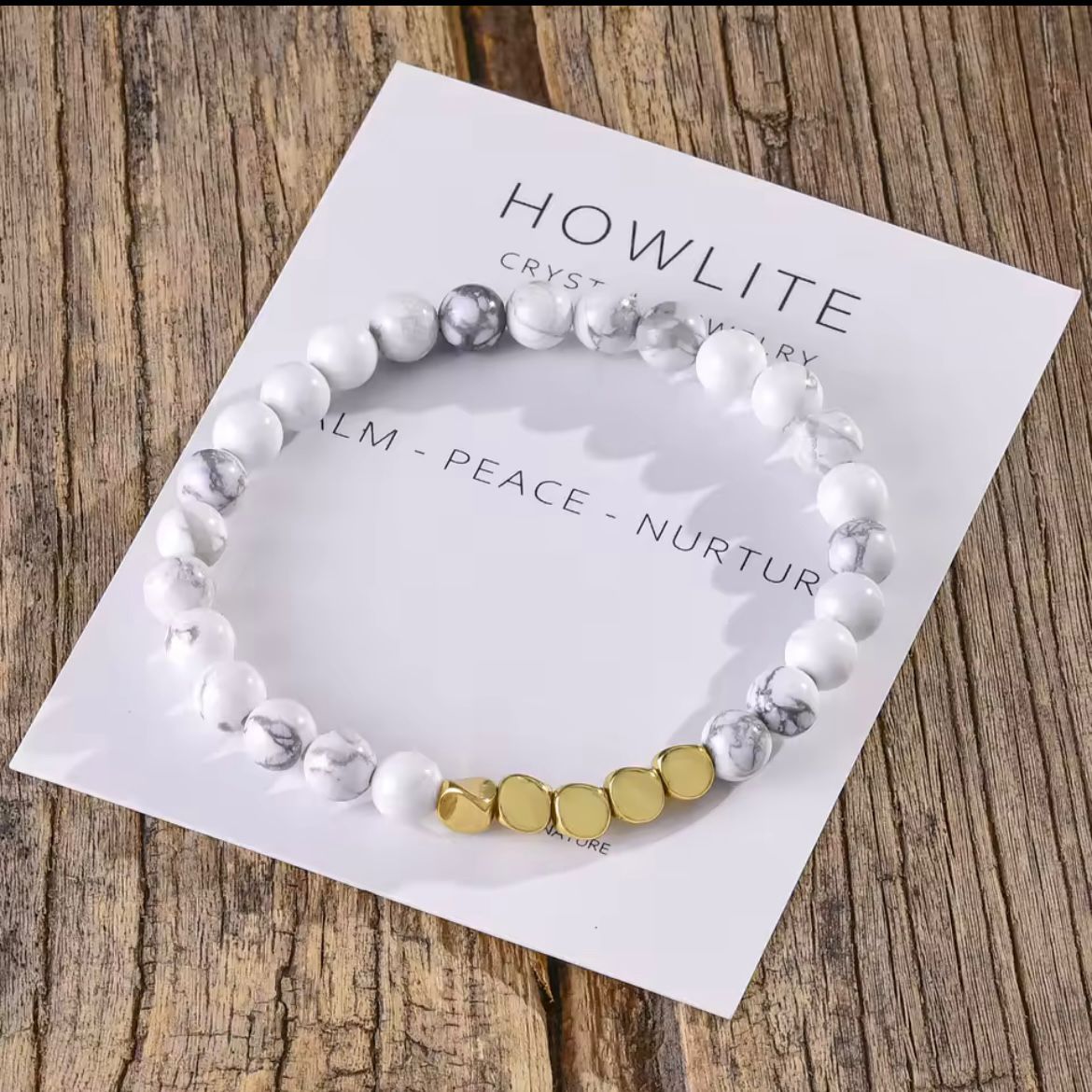 Howlite with Irregular Copper Beads Crystal Bracelet