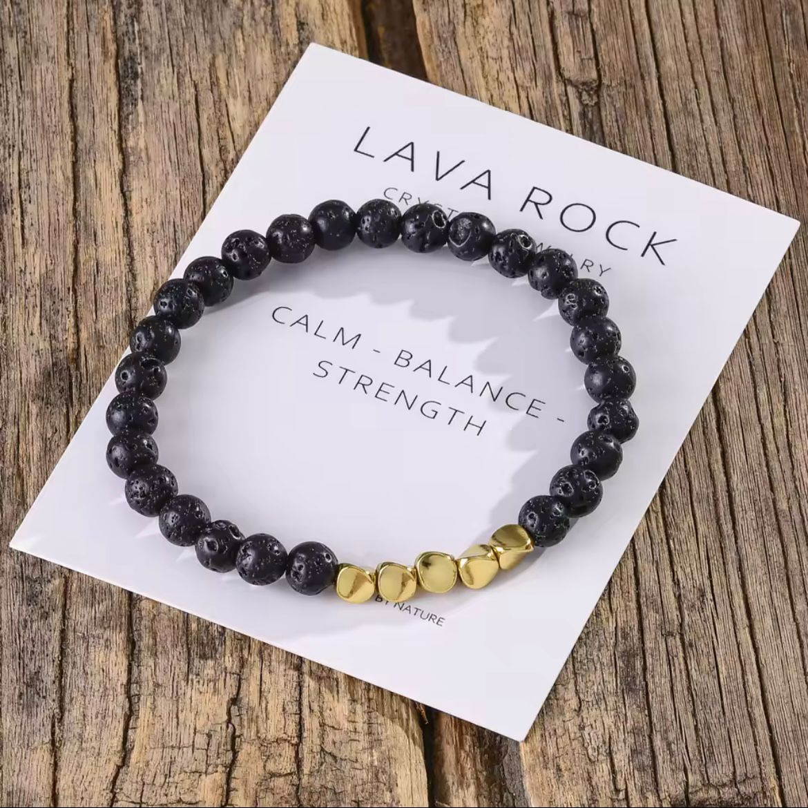 Lava Rock with Irregular Copper Beads Crystal Bracelet
