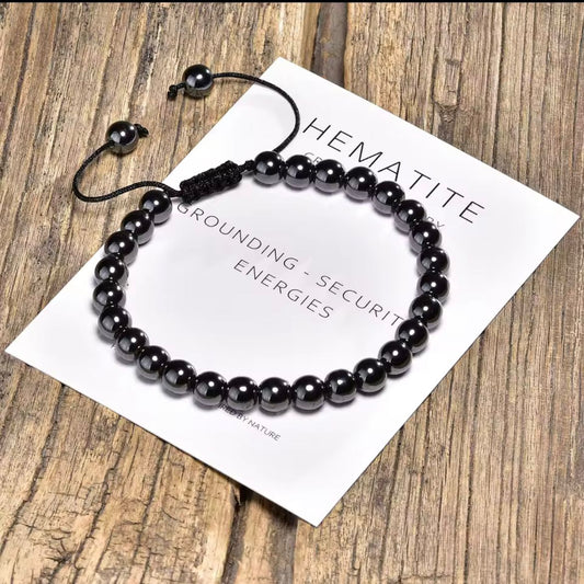 Hematite 6mm Adjustable Braided Rope Bracelets