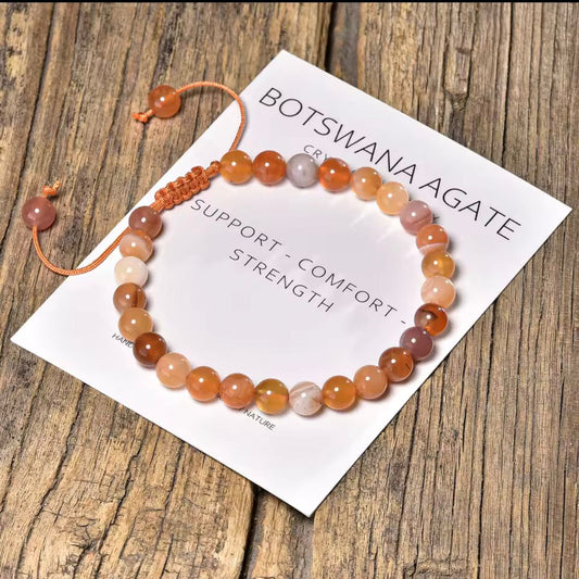 Botswana Agate 6mm Adjustable Braided Rope Bracelets