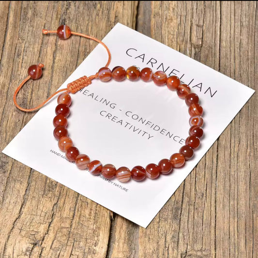 Carnelian 6mm Adjustable Braided Rope Bracelets