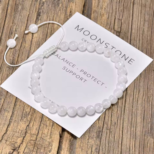 Moonstone 6mm Adjustable Braided Rope Bracelets