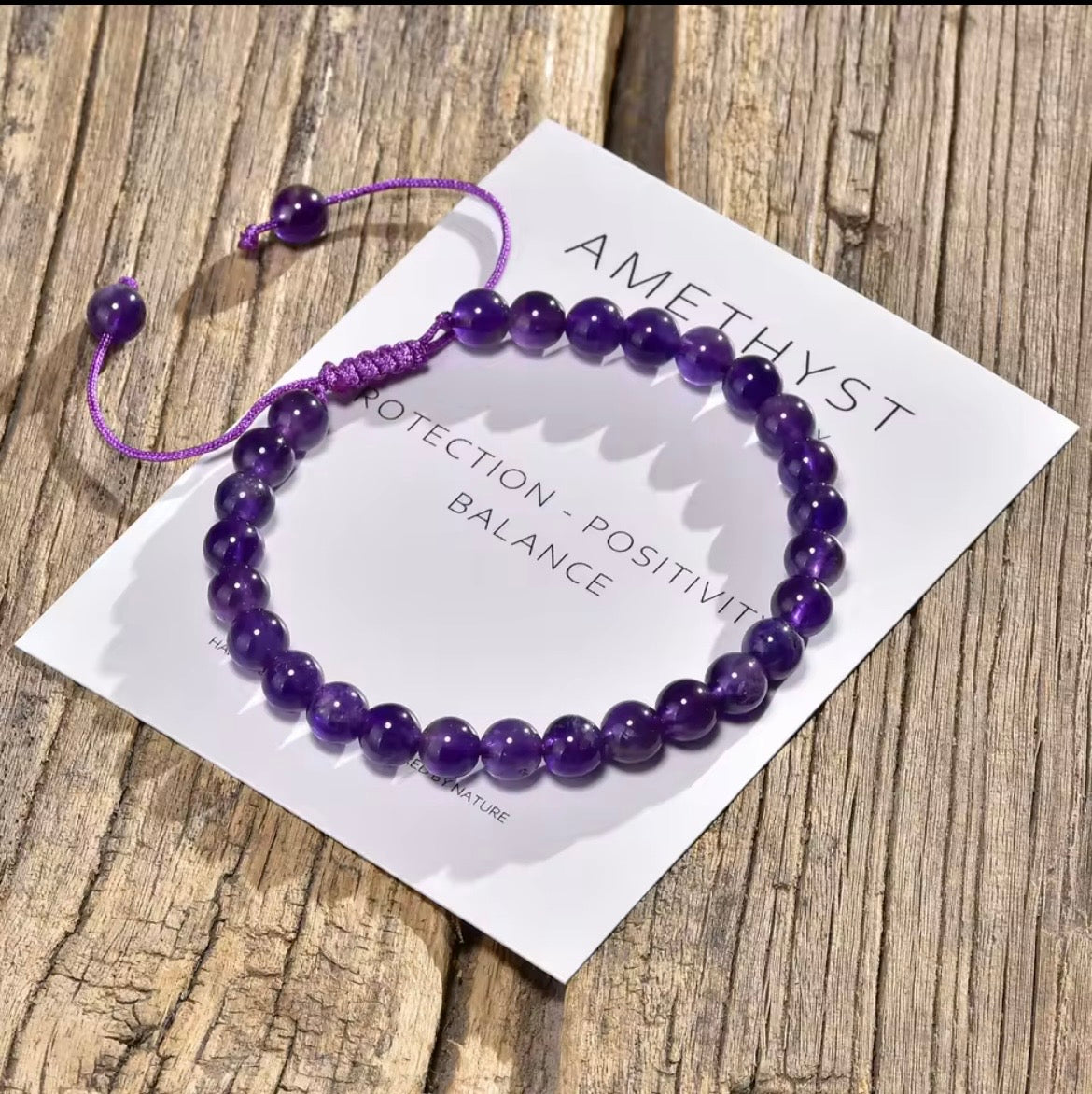 Amethyst 6mm Adjustable Braided Rope Bracelets
