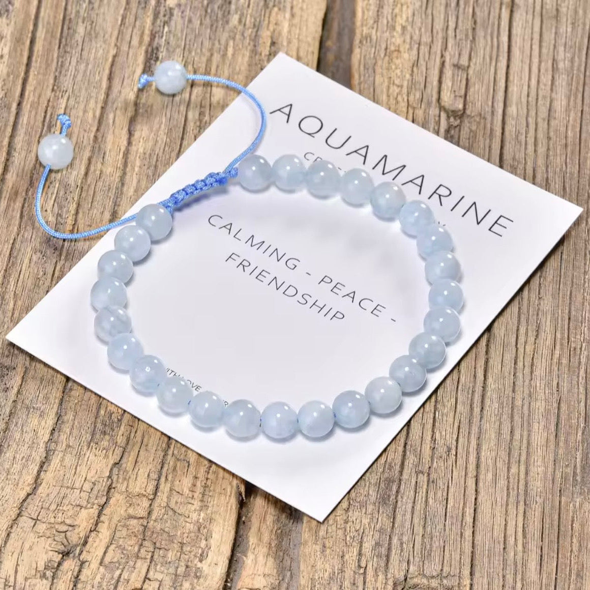 Aquamarine 6mm Adjustable Braided Rope Bracelets