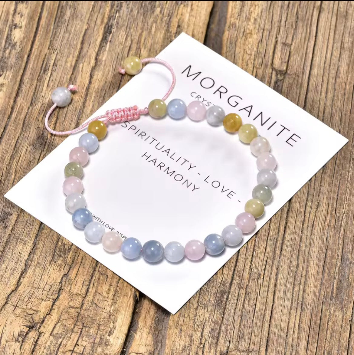 Morganite (multicolor) 6mm Adjustable Braided Rope Bracelets