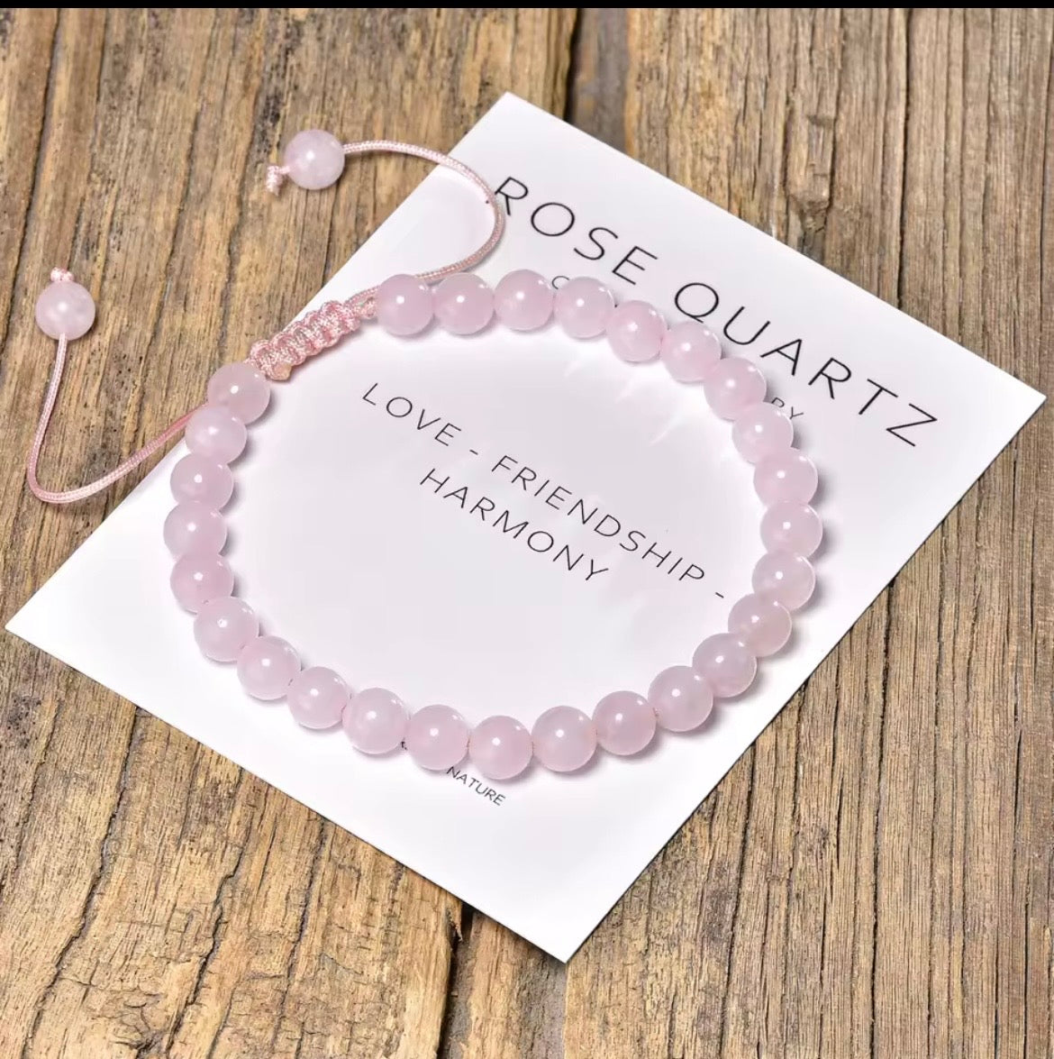 Rose Quartz 6mm Adjustable Braided Rope Bracelets