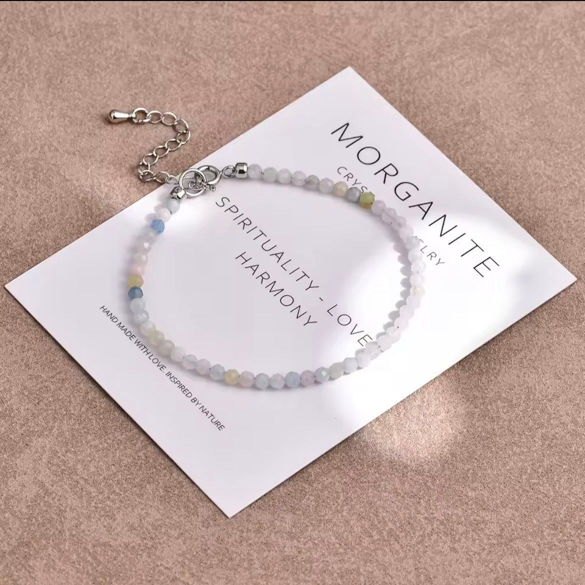 Morganite 3mm Sliver Dainty Stacking Bracelet