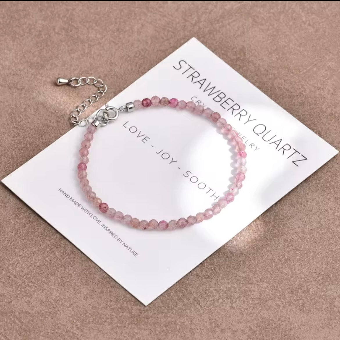 Strawberry Quartz 3mm Sliver Dainty Stacking Bracelet