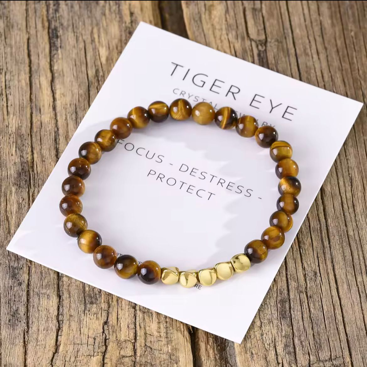 Golden Tiger Eye with Irregular Copper Beads Crystal Bracelet